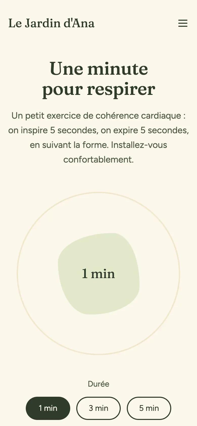 The Breathe page on a phone.